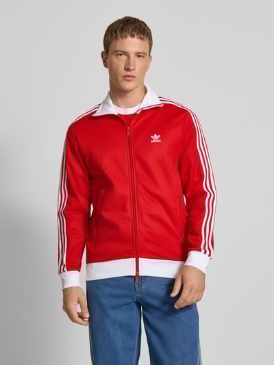 adidas Originals Sweatjacke mit Stehkragen und Reißverschlusstaschen Rot 4