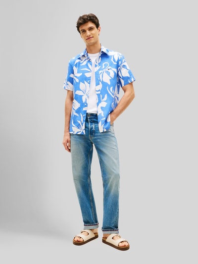 Tommy Hilfiger Regular Fit Kurzarmhemd aus Leinen-Mix Hellblau 1
