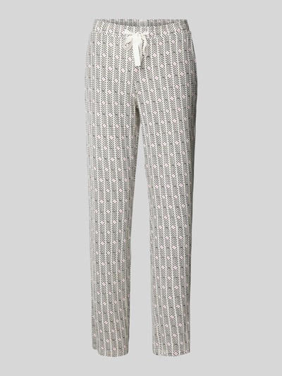 Schiesser Straight leg stoffen broek met all-over motief, model 'Mix+Relax' Taupe - 2