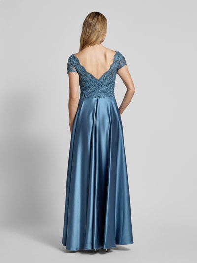 Luxuar Abendkleid mit Strassstein- und Spitzenbesatz Rauchblau 5