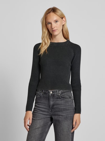 Vero Moda Regular fit gebreide pullover met verwassen look, model 'REAL' Antraciet - 4