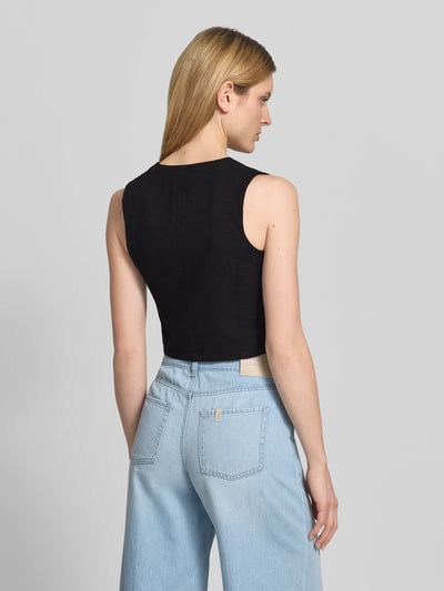 VERO MODA Regular Fit Leinenweste aus Baumwoll-Leinen-Mix Modell 'CAIA' Black 5