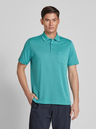 RAGMAN Regular Fit Poloshirt mit Allover-Muster Tuerkis 4