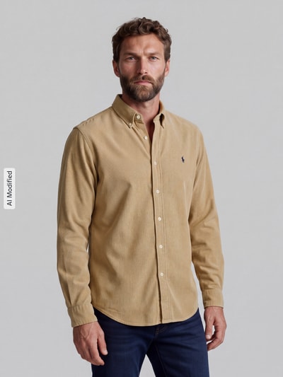 Polo Ralph Lauren Koszula casualowa o kroju regular fit z czystej bawełny Camel 4