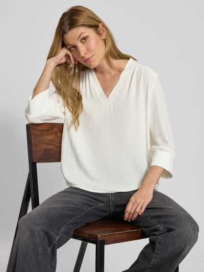Marc Cain Blouse met V-hals en 3/4-mouw Offwhite - 3