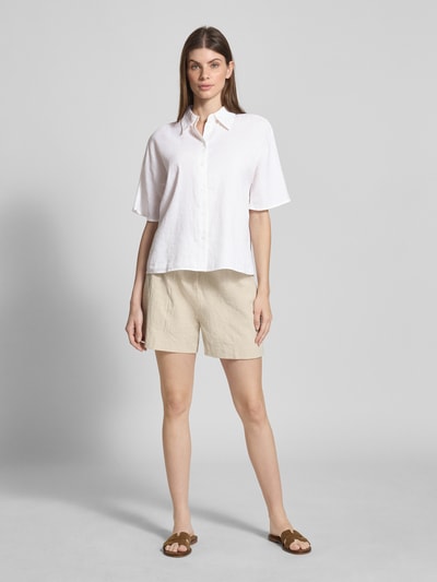 MANGO Boxy Fit Bluse aus Leinen-Baumwoll-Mix mit 1/2-Arm Modell 'PAI' Weiss 1