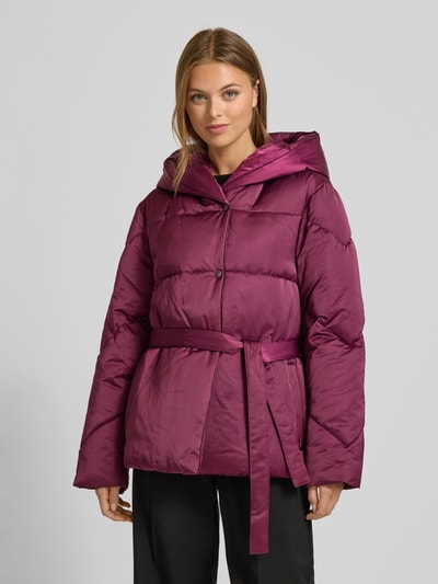 BOSS Płaszcz pikowany o kroju regular fit z dodatkiem wiskozy model ‘PLYSSA’ Bordowy 4