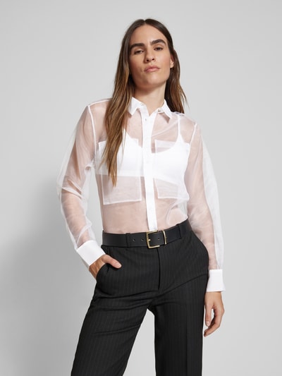 comma Regular fit blouse in semi-transparant design Offwhite - 4