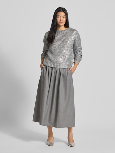 Rich & Royal Strickpullover mit Rundhalsausschnitt Silber 1