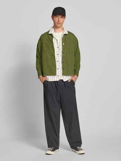 ANOTHER COTTON LAB Hemdjacke mit Strukturmuster Modell 'Distressed' Hellgruen 1