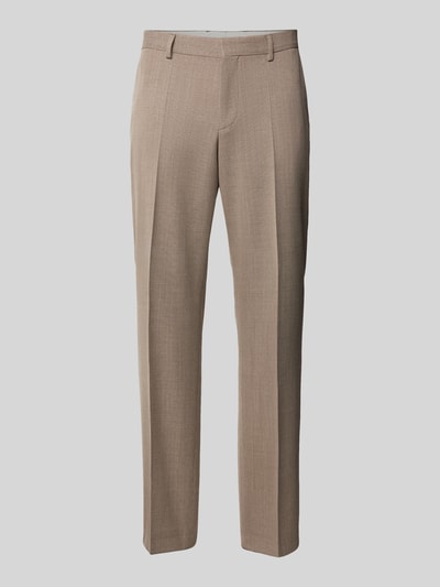 BOSS Regular fit pantalon met scheerwol, model 'Leon' Beige - 2