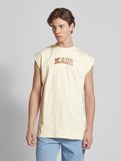 KARL KANI Tanktop met labelprint, model 'Serif' Offwhite - 4