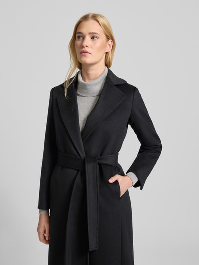 MAX&Co. Regular fit lange wollen jas met reverskraag, model 'LONGRUN' Zwart - 3