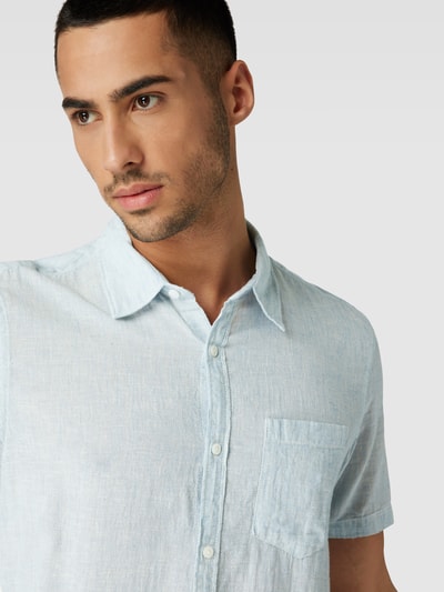 QS by s.Oliver Slim Fit Freizeithemd mit Leinen-Anteil Hellblau 3