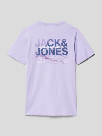 Jack & Jones T-shirt met labelprint, model 'COWATER LOGO TEE' Lila - 3