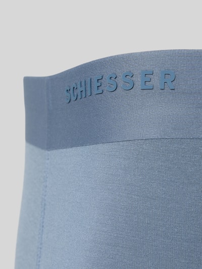 Produktfoto, Trunks mit elastischem Bund und Label-Detail von Schiesser in Blau, Micromodal-Elasthan-Mix, glatte Textur, körpernahe Passform