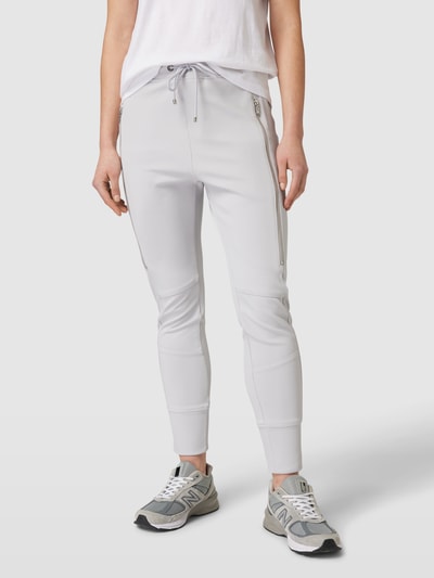 MAC Slim fit stoffen broek met sierritssluitingen, model 'Future' Lichtgrijs - 4