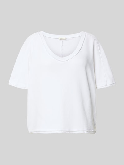 Produktfoto, Sweatshirt mit 1/2-Arm von American Vintage aus reiner Baumwolle in Weiß, gerader Schnitt, tiefer V-Ausschnitt, kurzärmeliges Design