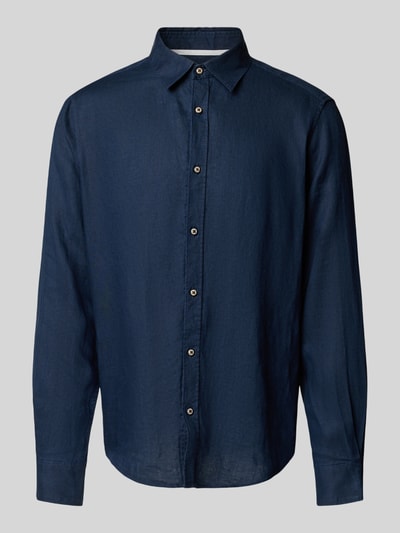 s.Oliver RED LABEL Regular Fit Leinenhemd mit Sportmanschetten Dunkelblau 2