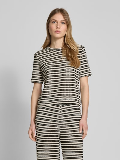 Jake*s Collection T-Shirt in Strick-Optik Black 4