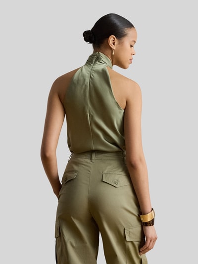 Lauren Ralph Lauren Top o kroju slim fit z wycięciem z wiązaniem na szyi Khaki 5