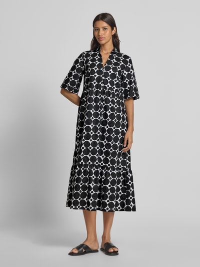 Christian Berg Woman Midikleid mit Hemdblusenkragen Black 4