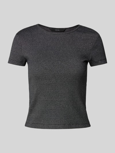 Vero Moda Kurzarm T-Shirt mit Metall-Effekt-Garn Modell 'CHLOE' Anthrazit Melange 2