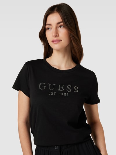 Guess T-Shirt aus Baumwolle mit Strasssteinen Black 3