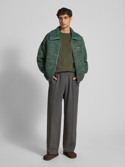 Christian Berg Men Regular Fit Kaschmirpullover mit Rundhalsausschnitt Oliv Melange 1