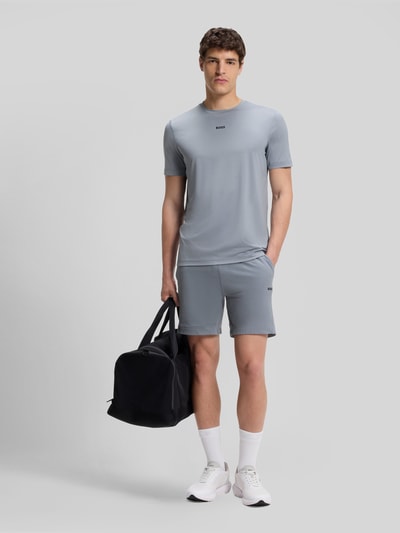 BOSS Green Slim Fit Sport-T-Shirt mit Label-Print Modell 'TS_Active' Rauchblau 1
