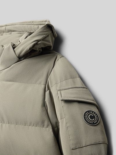 CARS JEANS Regular Fit Steppjacke mit Logo-Applikation Modell 'Camden' Taupe 2