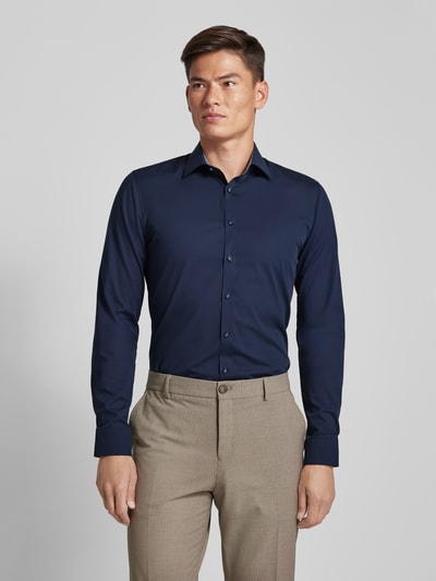 OLYMP No. Six Super slim fit zakelijk overhemd met knoopsluiting Marineblauw - 4