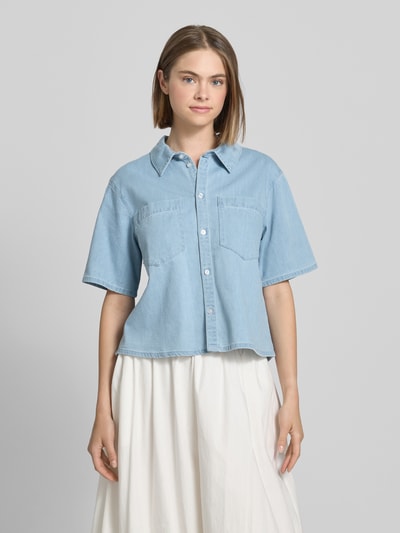 Pieces Relaxed Fit Jeanshemd aus Baumwoll-Mix Modell 'TULA' Hellblau 4