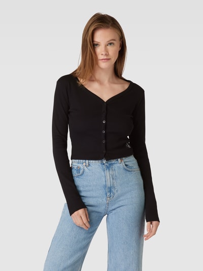 Calvin Klein Jeans Korte cardigan met labelpatch Zwart - 4