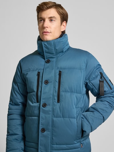 Tom Tailor Regular fit gewatteerd jack met ritszakken Oceaanblauw - 3