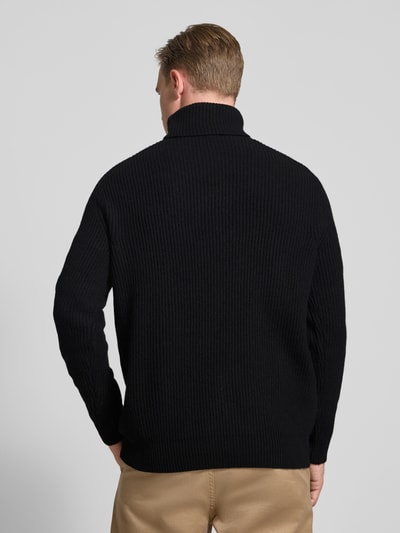 Les Deux Slim fit pullover van zuivere scheerwol, model 'EDDIE' Zwart - 5