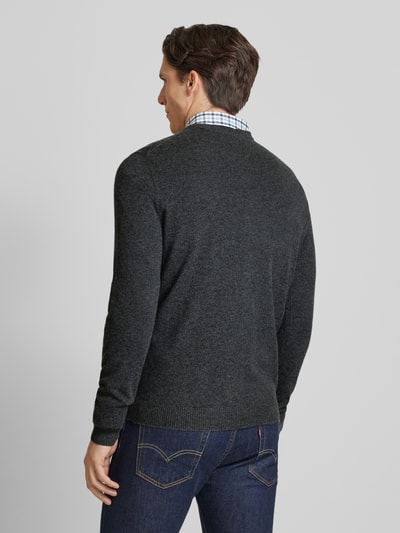 Christian Berg Men Gebreide pullover met ronde hals Antraciet gemêleerd - 5