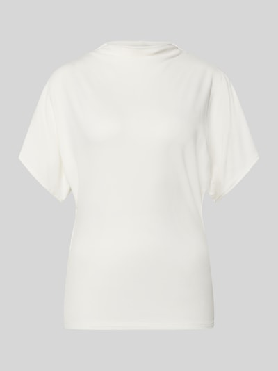 Produktfoto, T-Shirt mit kurzem Stehkragen Modell 'Nupti' von My Essential Wardrobe, weiß, Viskose-Mix, figurbetont, glatte Struktur