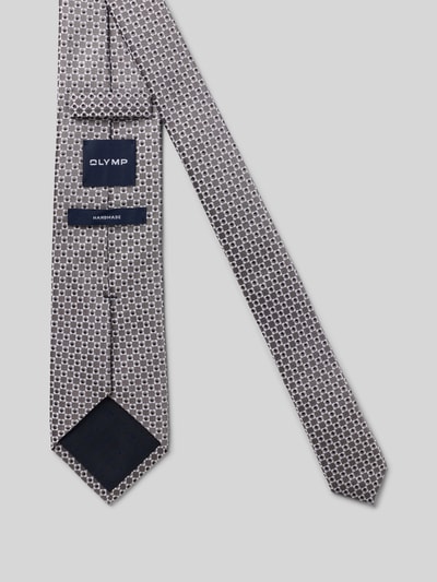 Produktfoto, Krawatte aus reiner Seide von OLYMP in Grau mit filigranem, rundem Muster, Textur seidig glänzend, Herren Krawatte von OLYMP