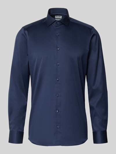 Produktfoto, Slim Fit Business-Hemd in unifarbenem Design mit Kentkragen von OLYMP Level Five, bawełna, krój slim fit, jednorodny kolor, model 'Royal Kent', kołnierzyk typu kent, listwa guzikowa, długość tyłu w rozmiarze 40: 81 cm, szerokość ramion w rozmiarze 40: 44 cm, długość rękawów w rozmiarze 40: 68 cm