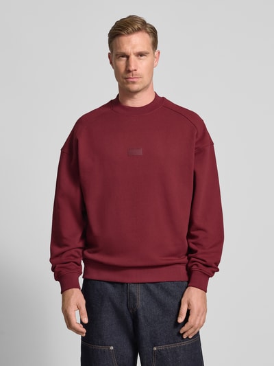 HUGO Regular Fit Sweatshirt aus reiner Baumwolle Modell 'DELASTCREW' Bordeaux 4