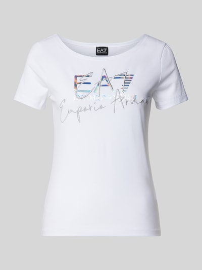 EA7 Emporio Armani T-Shirt mit Label-Print und -Stitching Weiss 2