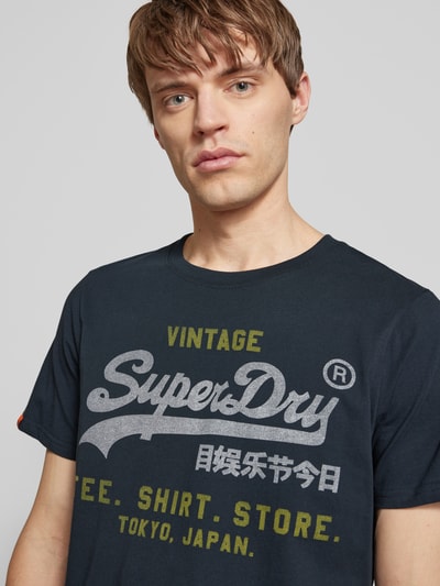 Superdry Relaxed fit T-shirt met labelprint Donkerblauw - 3