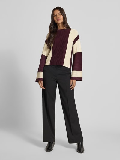 Vero Moda Sweter z dzianiny o kroju regular fit z mieszanki bawełny model ‘GIGI’ Ciemnoczerwony 1