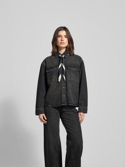 Anine Bing Oversized Jeansbluse aus reiner Baumwolle Black 4