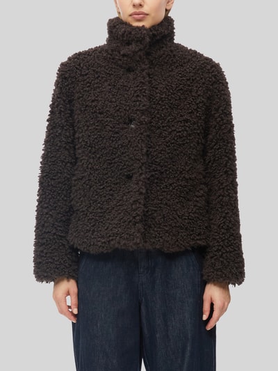 s.Oliver RED LABEL Regular Fit Teddyjacke mit Stehkragen Dunkelbraun 3