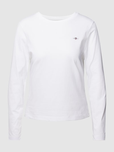 Gant Longsleeve mit Label-Stitching Modell 'SHIELD' Weiss 2