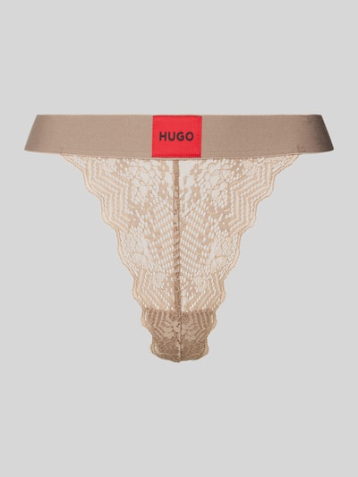 HUGO String mit Spitzenbesatz Modell 'Red Label' Taupe 1