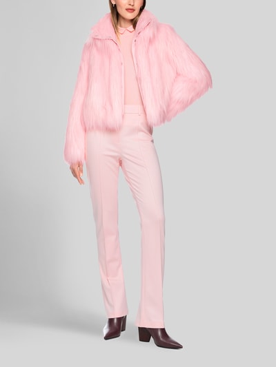 Marc Cain Webpelzjacke mit hohem Stehkragen Rosa 1