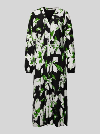 comma Midi-jurk van pure viscose met zijsplitten Groen - 2